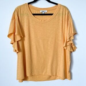 William Rast Annika Flutter Short Sleeve Top Orange Womens‎ XL Flowy Lightweight